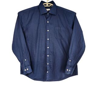 Peter Millar Mens XL 100% Cotton Navy Blue Long Sleeve Sport Shirt MF19W101CSL